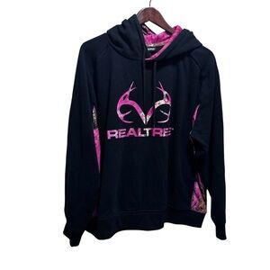 Realtree Black With Pink Camo Cotton Hoodie Size XXL
